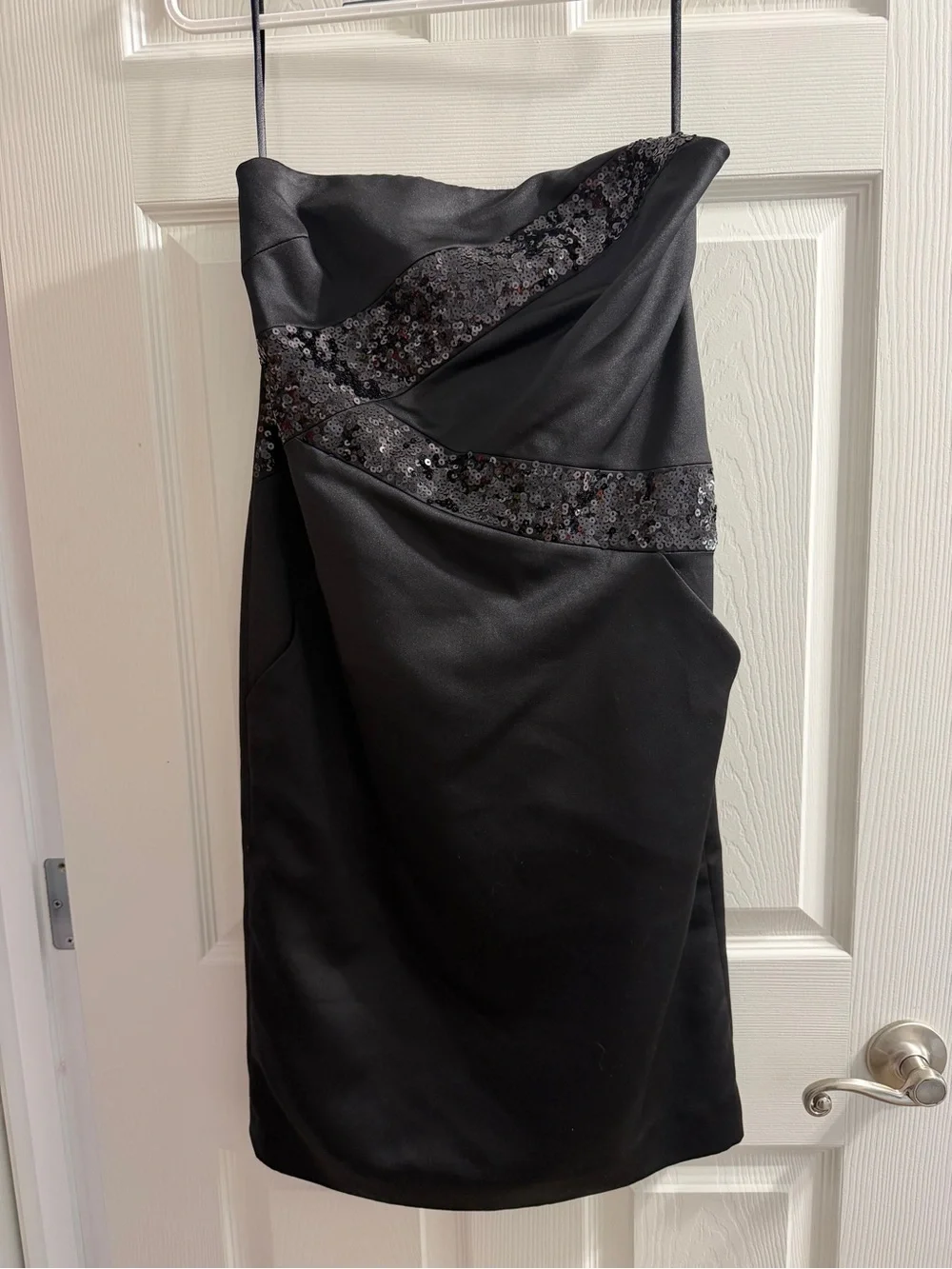 Michael Kors Black Strapless Sequin-Trim Cocktail Dress